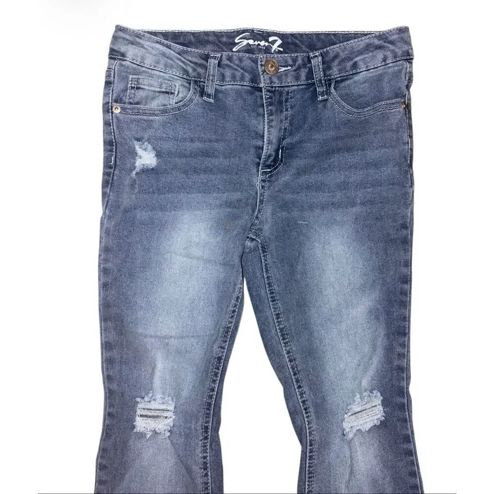 Seven7 Mini Gabby Distressed Flare Jeans